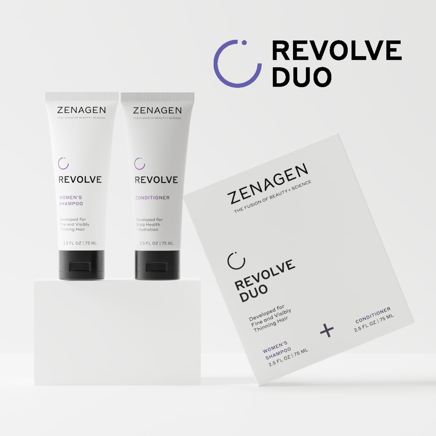 Zenagen Revolve women's travel kit packaging on a vanity for easy packing.