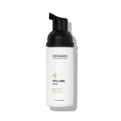 Zenagen Volume Foam bottle demonstrates a lightweight volumizing formula for fuller-looking hair