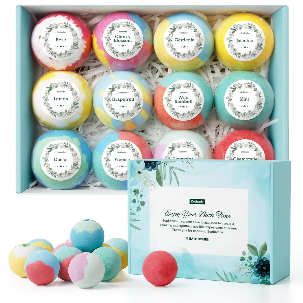 ZenBombs bath bomb rose offers relaxing aromatherapy and skin hydration.