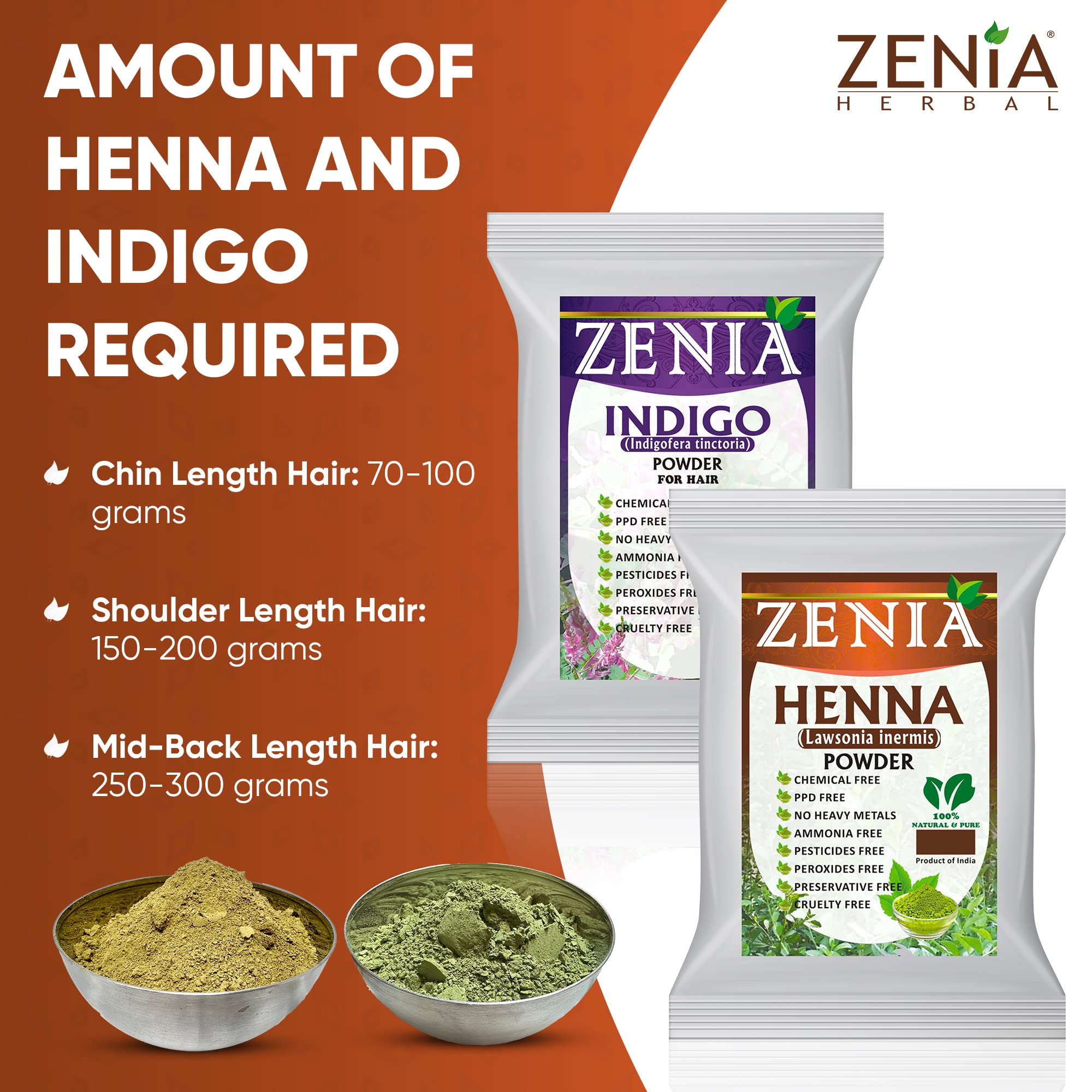 Zenia combo pack visual showing both powders for DIY hair color