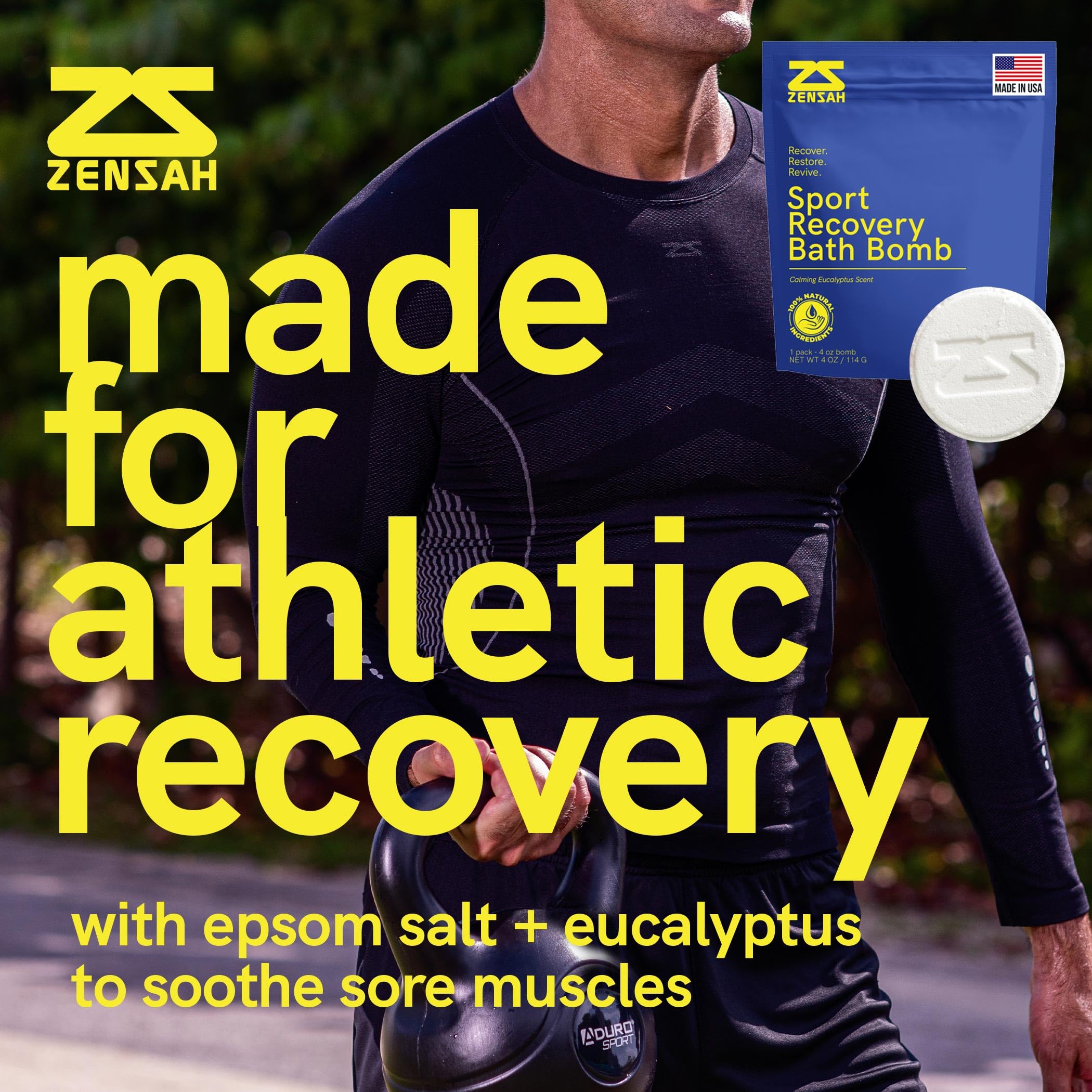 Zensah bath bomb ingredients reveal epsom salt and essential oils for soothing relaxation