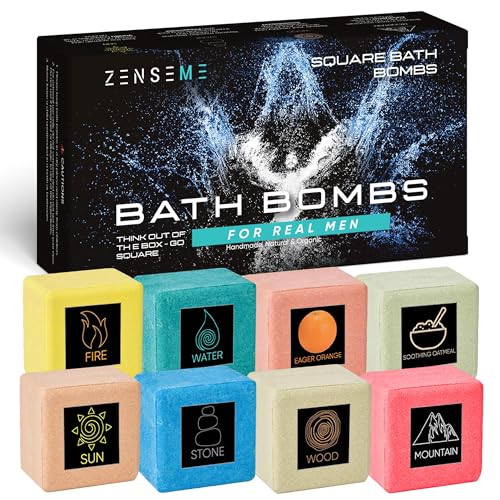 ZenseMe Bath Bombs for Men square gift set on display, ideal for gifting