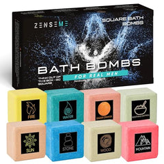 ZenseMe Bath Bombs for Men square gift set on display, ideal for gifting