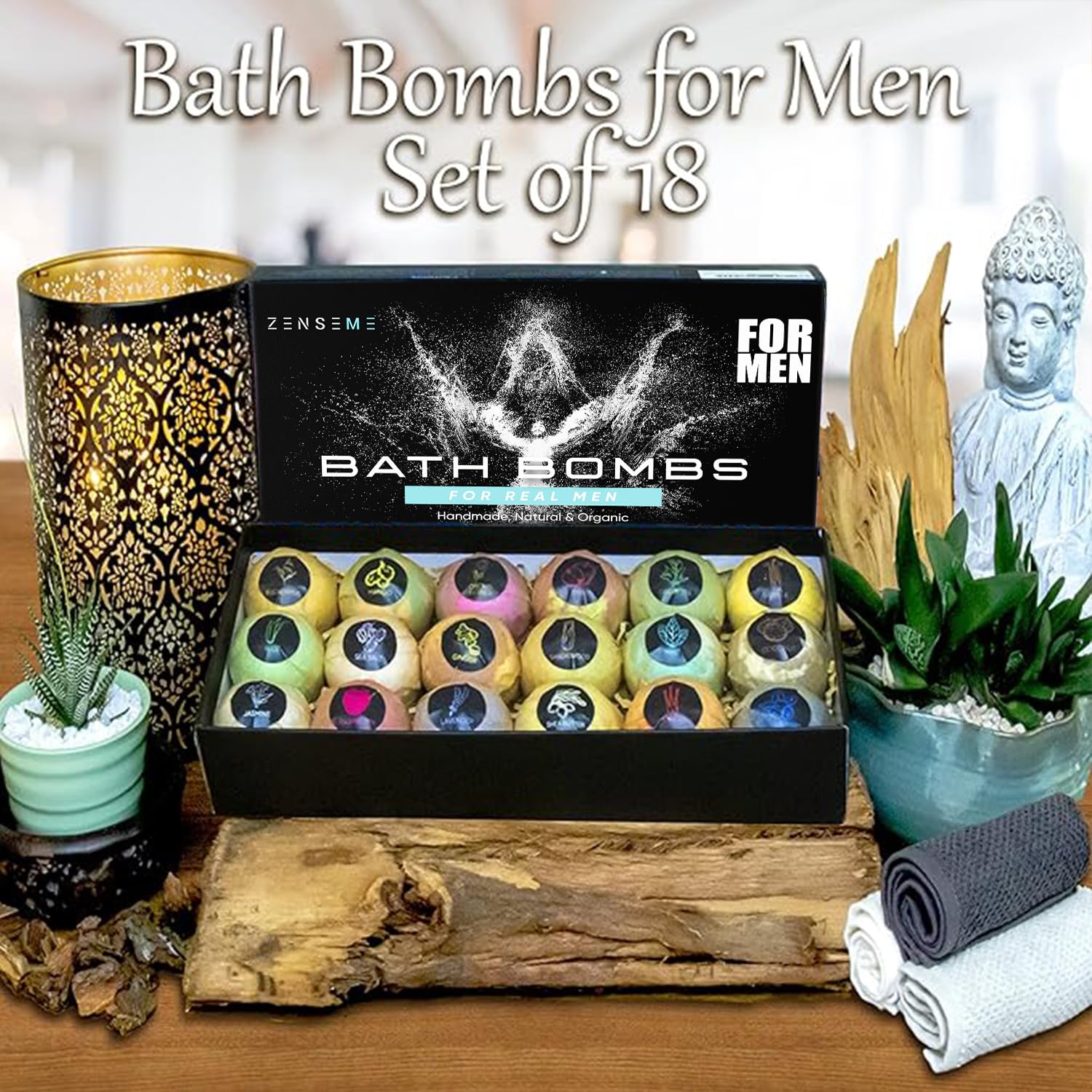Relaxing tub scene with ZenseMe bath bombs easing tense muscles.