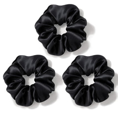 Zenssia Mulberry Silk Scrunchies black pack reduces hair breakage during daily wear.