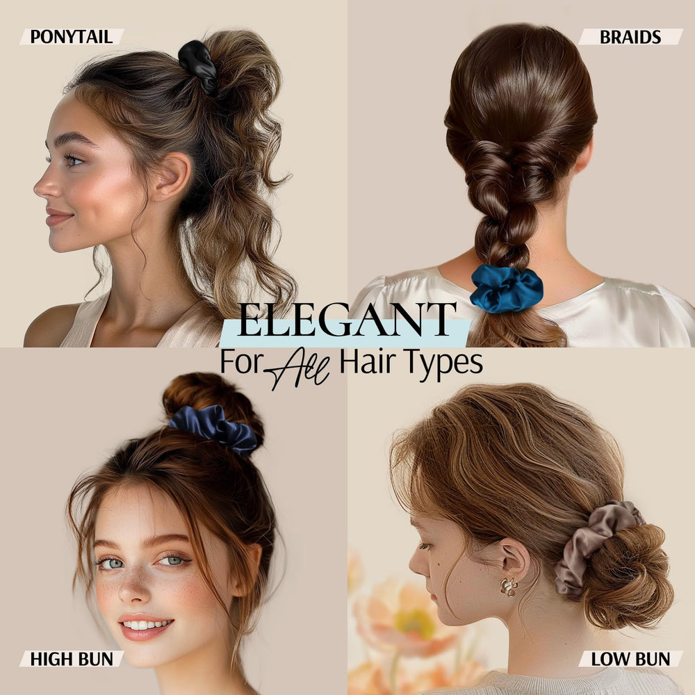 Zenssia mulberry silk scrunchies closeup highlight luxurious sheen and texture.