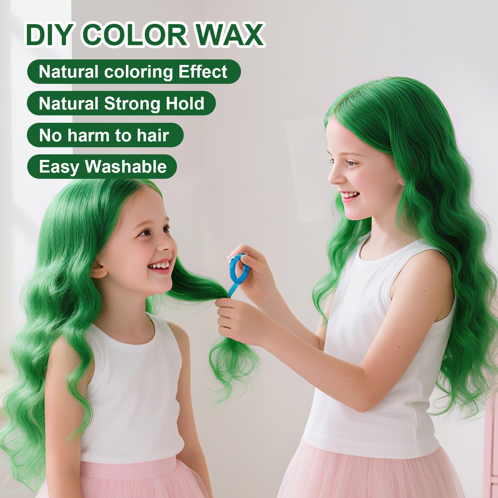 ZENTANMEI hair color wax applied to a child's hair for fun Halloween colors