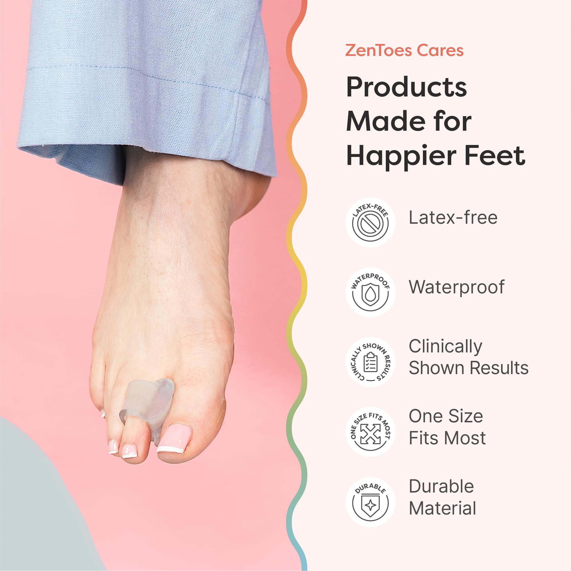 ZenToes USA-based brand emphasizes quality and care for foot comfort.