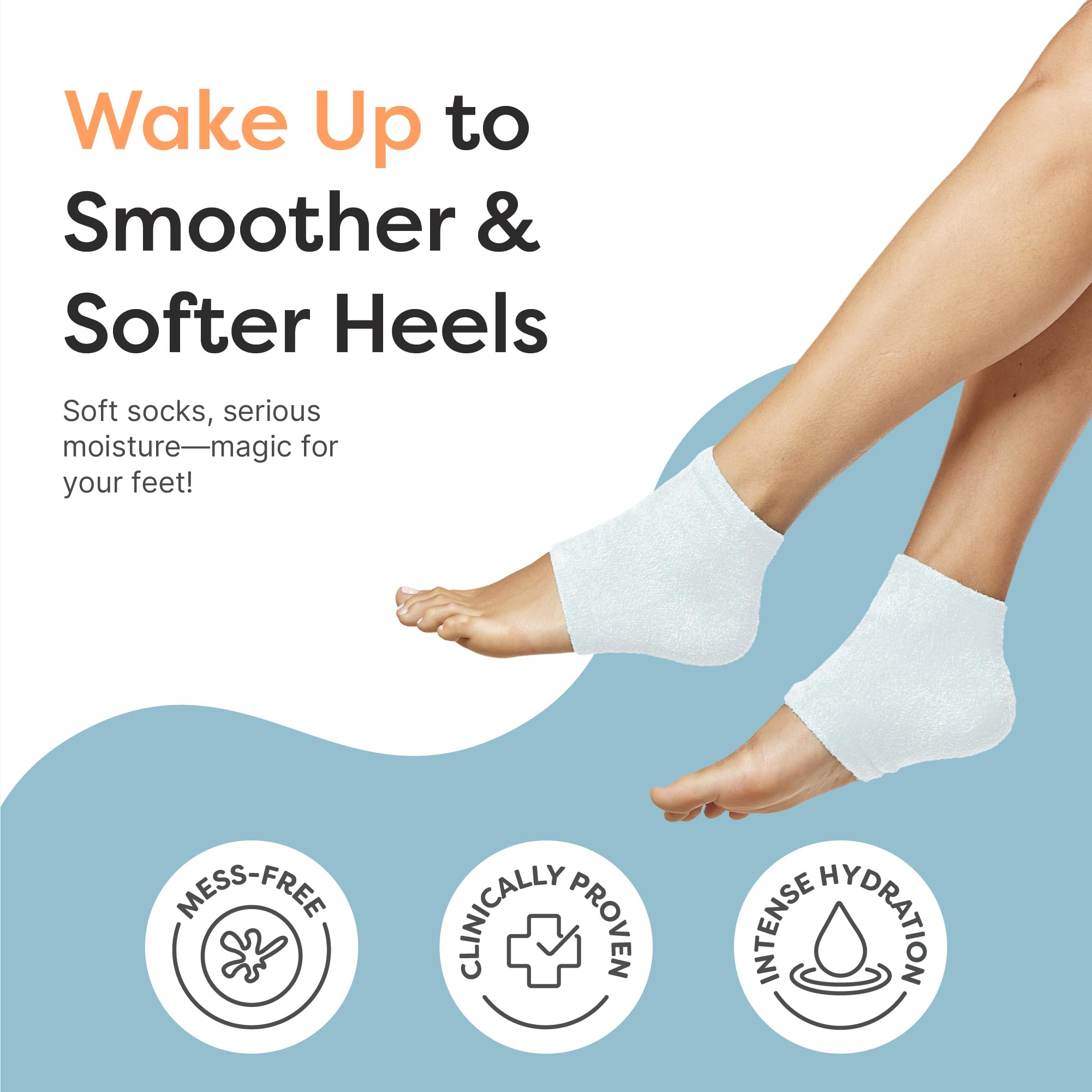 Gel-lined heel detail from ZenToes socks delivers comforting moisturization.