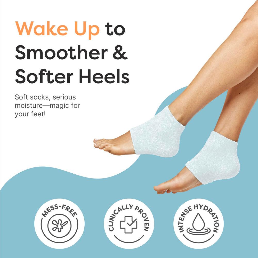 Gel-lined heel detail from ZenToes socks delivers comforting moisturization.