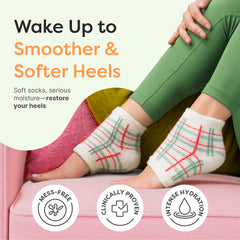 ZenToes heel socks infused with vitamin E, olive oil and jojoba oil.