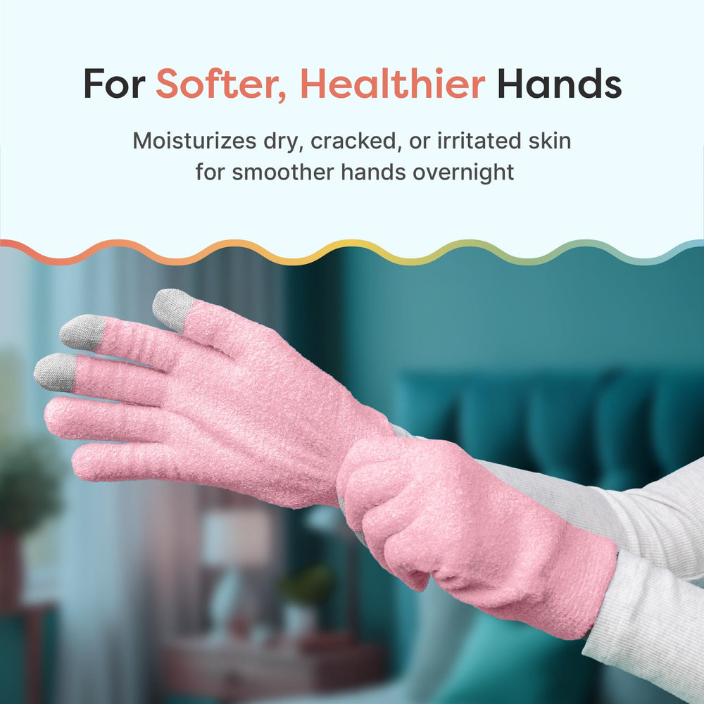 ZenToes Moisturizing Gloves gel lining close-up highlighting vitamin E and jojoba oil hydration.