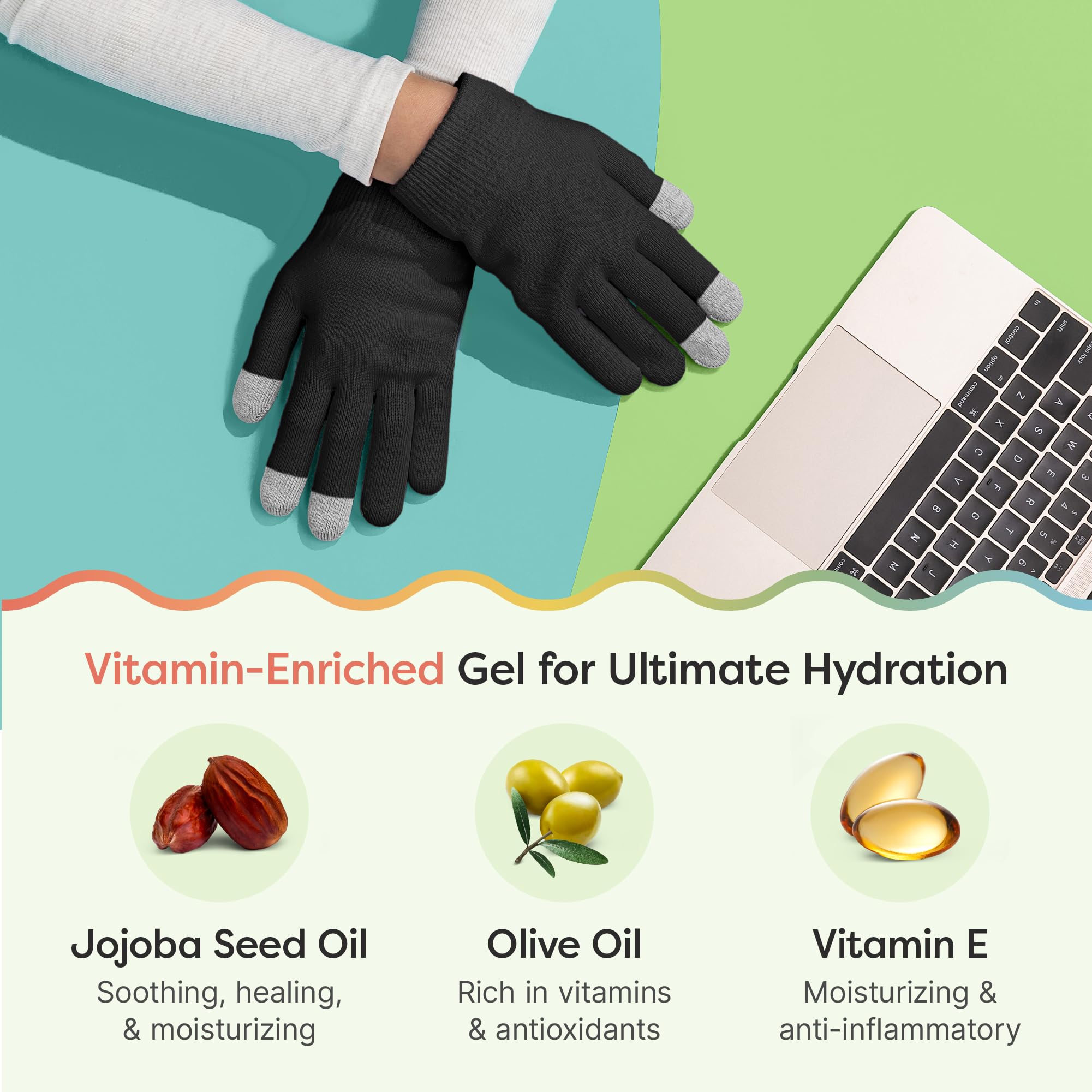 ZenToes Moisturizing Gloves jojoba oil enhancement shot underscores skin-softening after use