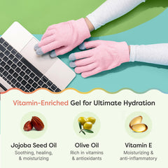 ZenToes Moisturizing Gloves worn overnight to encourage continuous hydration and soft hands.