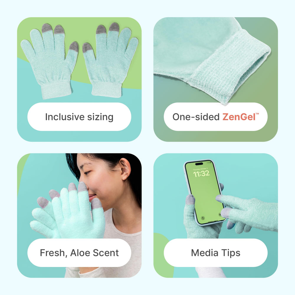 ZenToes Moisturizing Gloves close-up reveals softened skin texture after use.