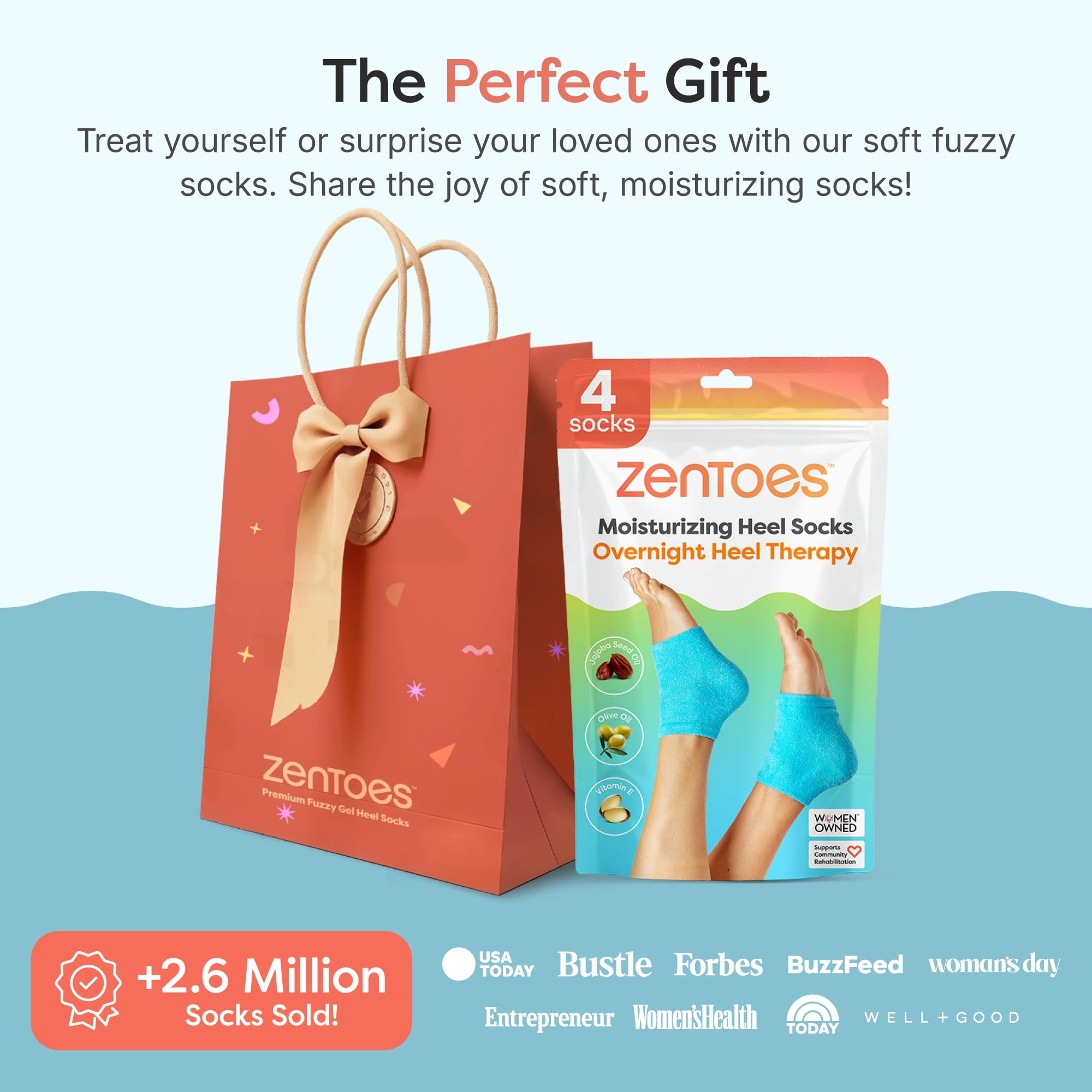 ZenToes gift-ready moisturizing socks ideal for stocking stuffers