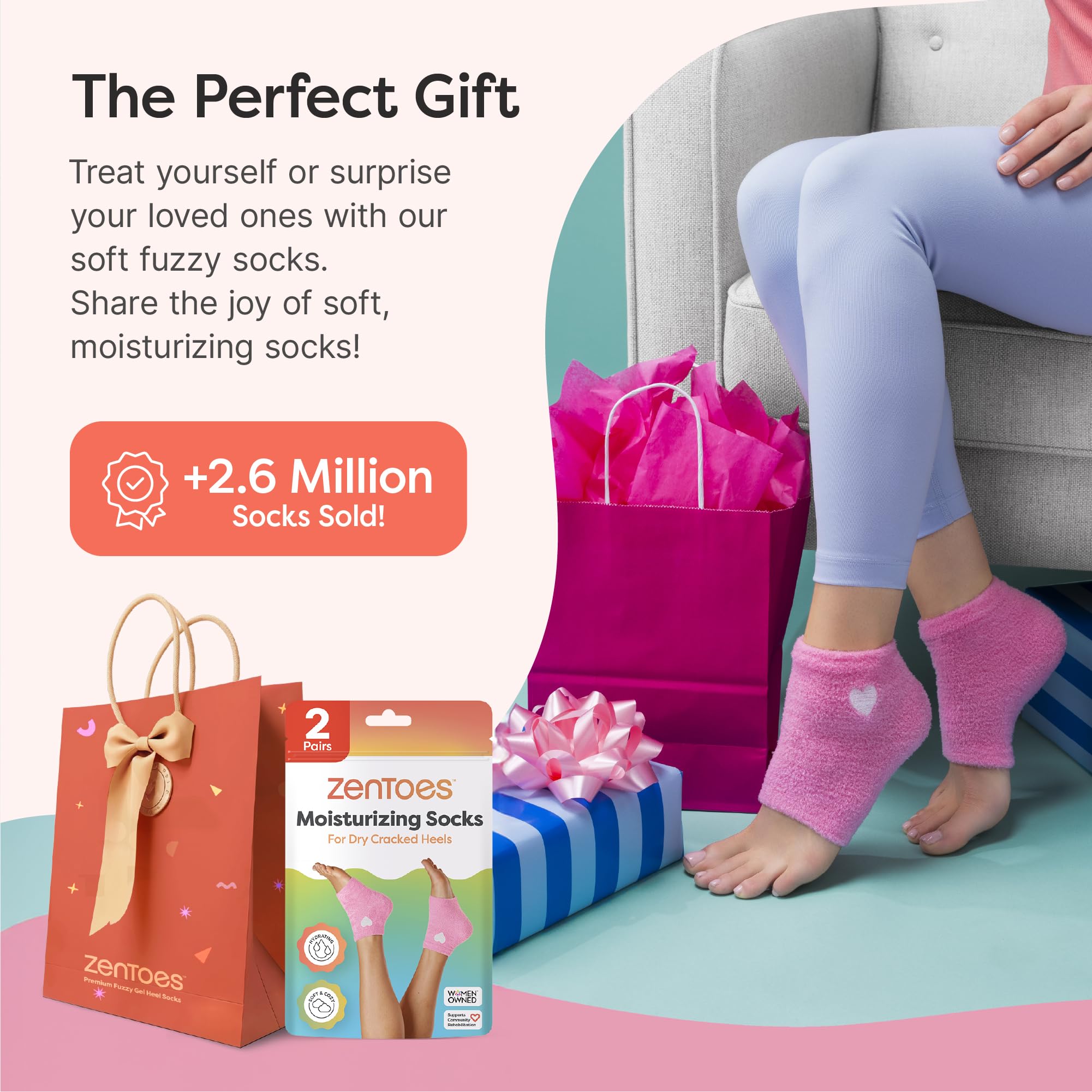 ZenToes Moisturizing Socks heel treatment with flexible fit