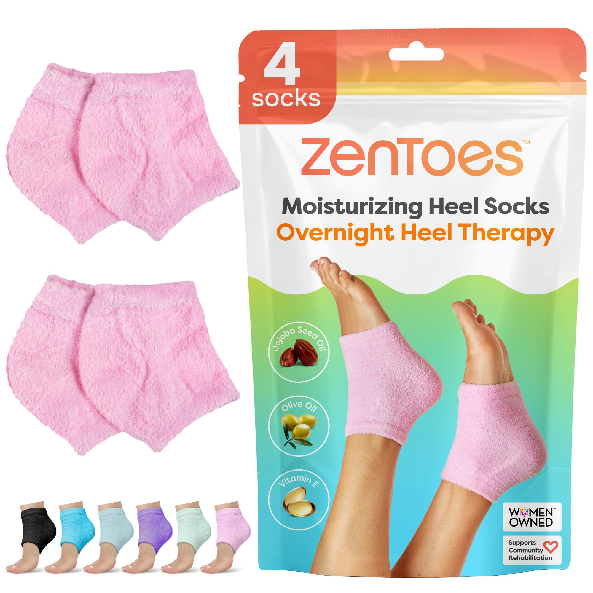 ZenToes moisturizing socks with open-toe design for spa-like overnight hydration.