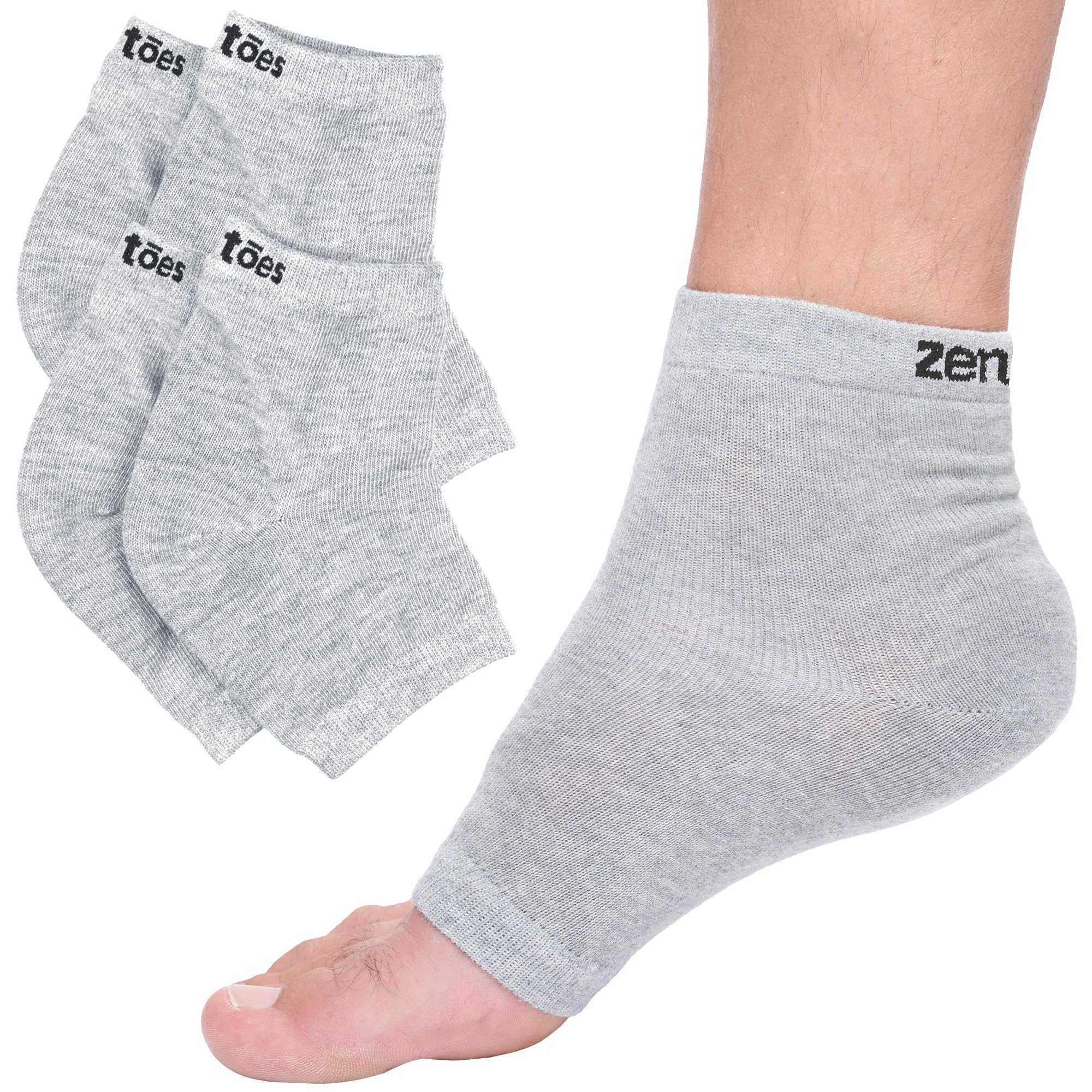 ZenToes moisturizing socks with open-toe design for overnight hydration and smoother heels.