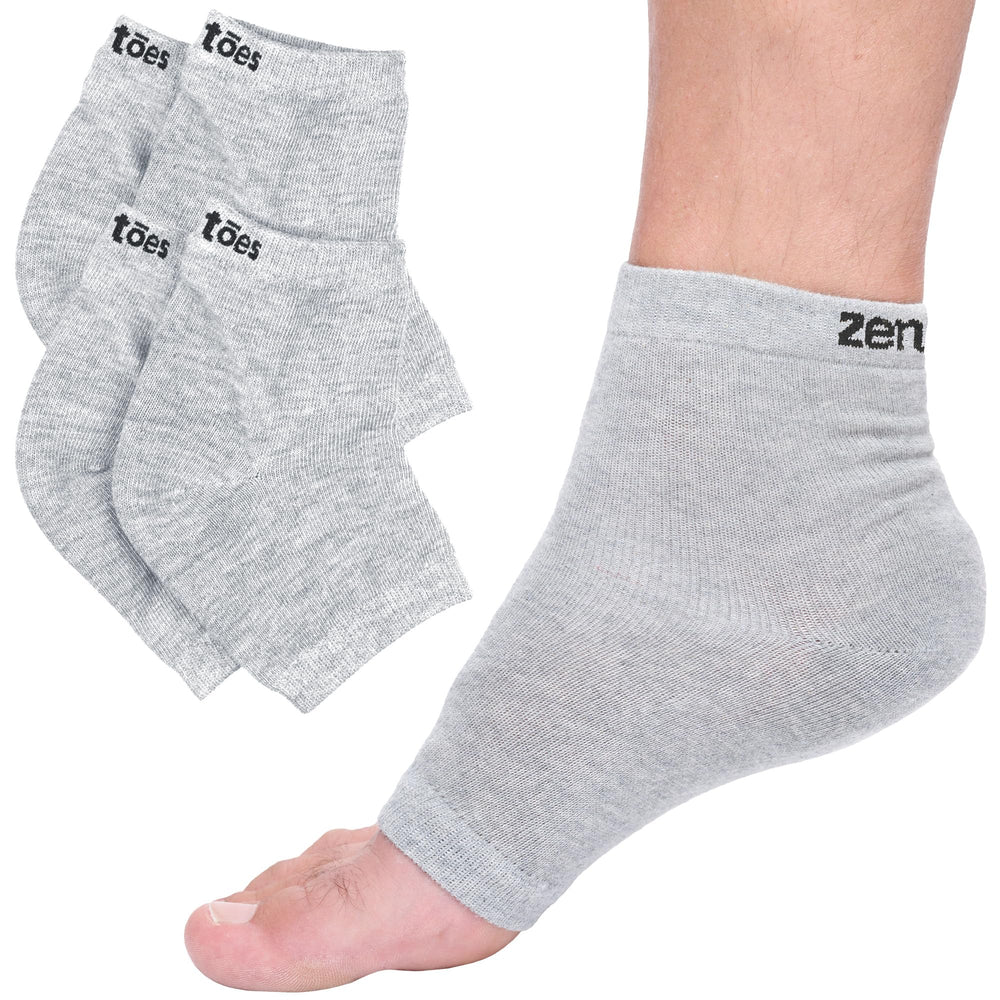 ZenToes moisturizing socks with open-toe design for overnight hydration and smoother heels.