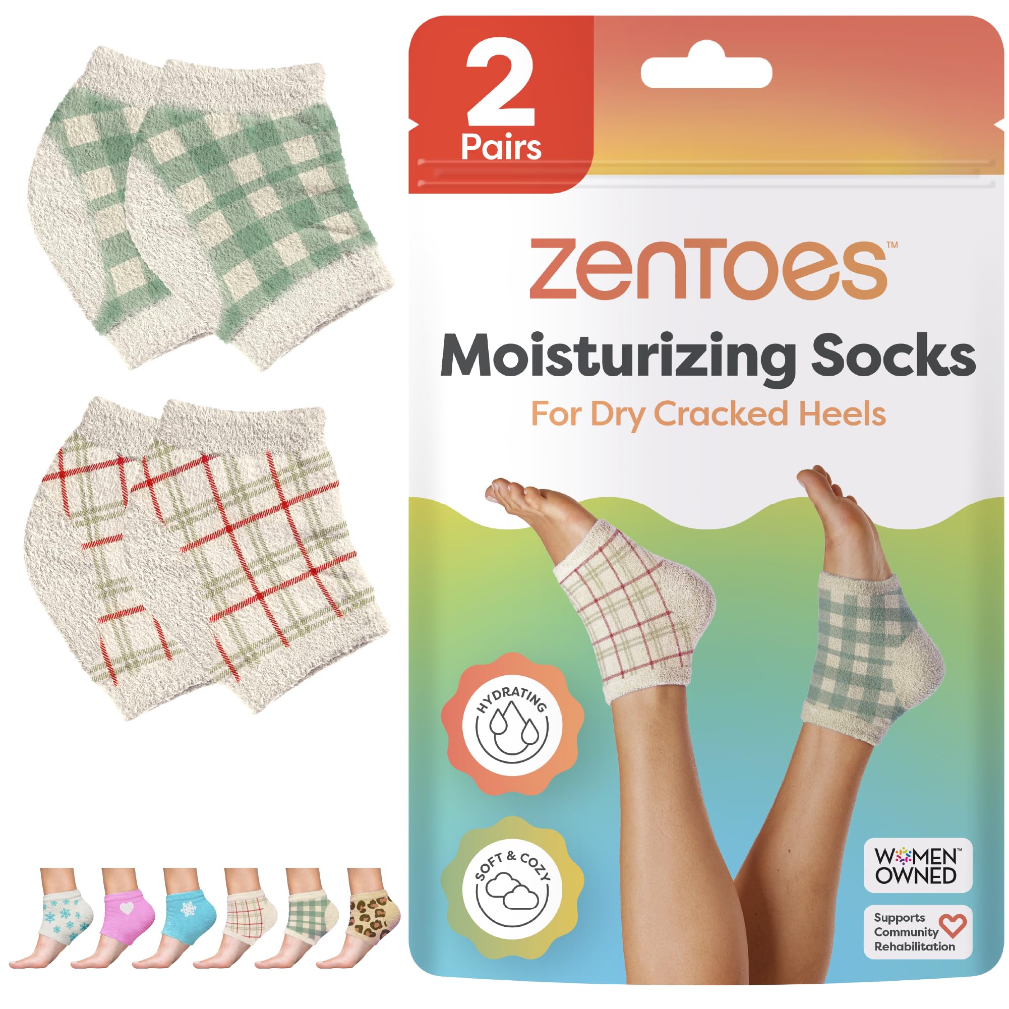 ZenToes moisturizing socks with open-toe design for overnight heel hydration.