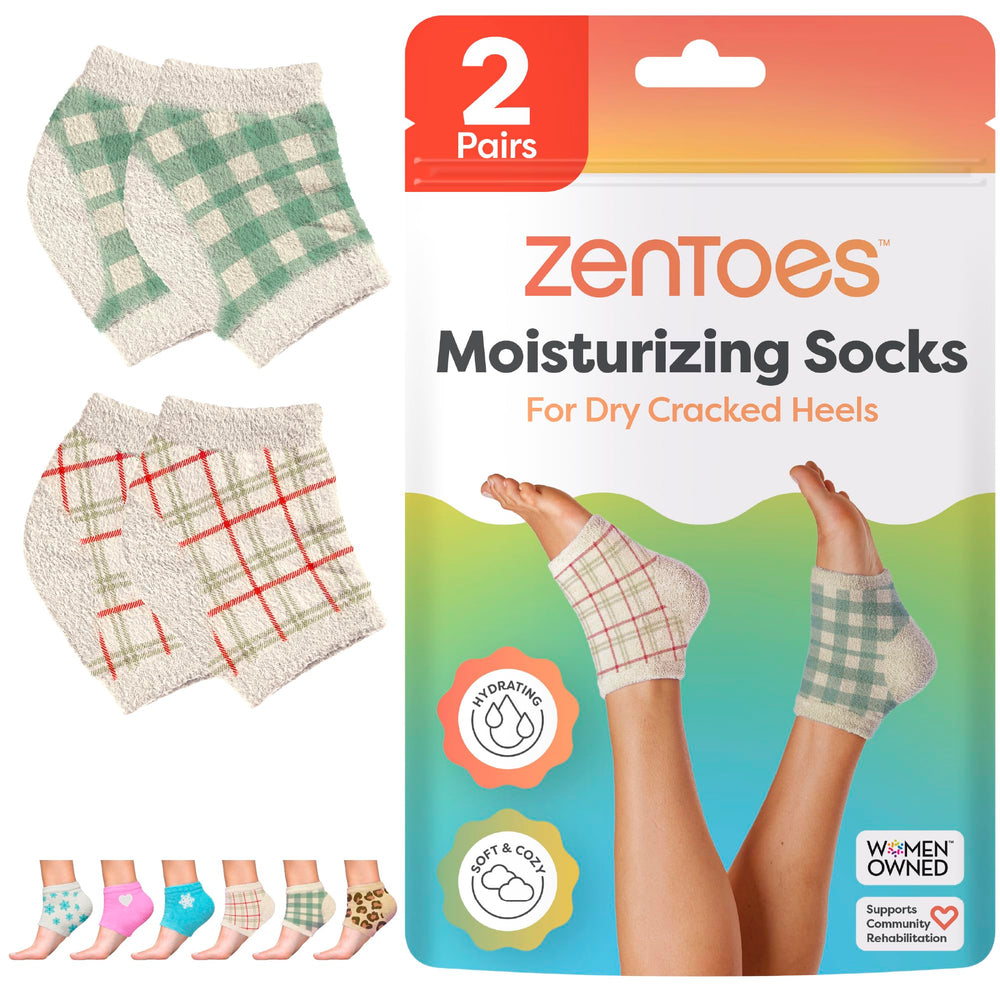 ZenToes moisturizing socks with open-toe design for overnight heel hydration.