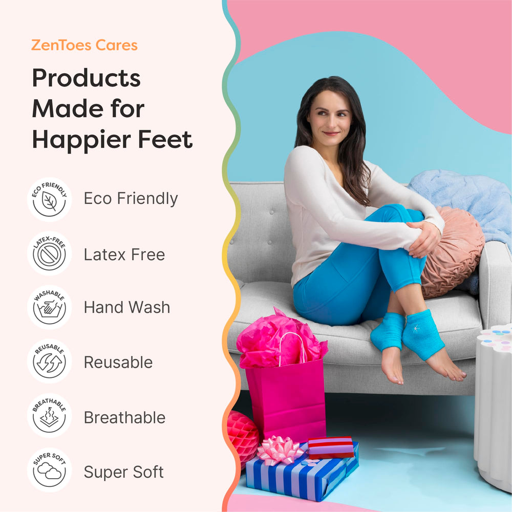 ZenToes washable and reusable design keeps socks ready for reuse.