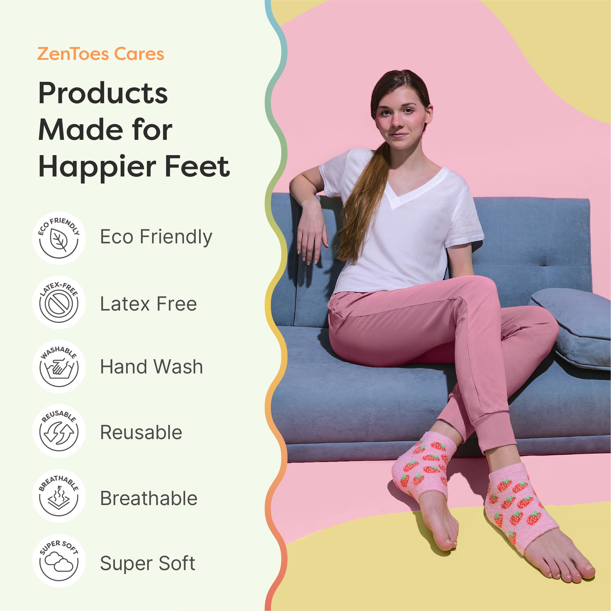 ZenToes Moisturizing Socks washable-reusable design for repeated use.