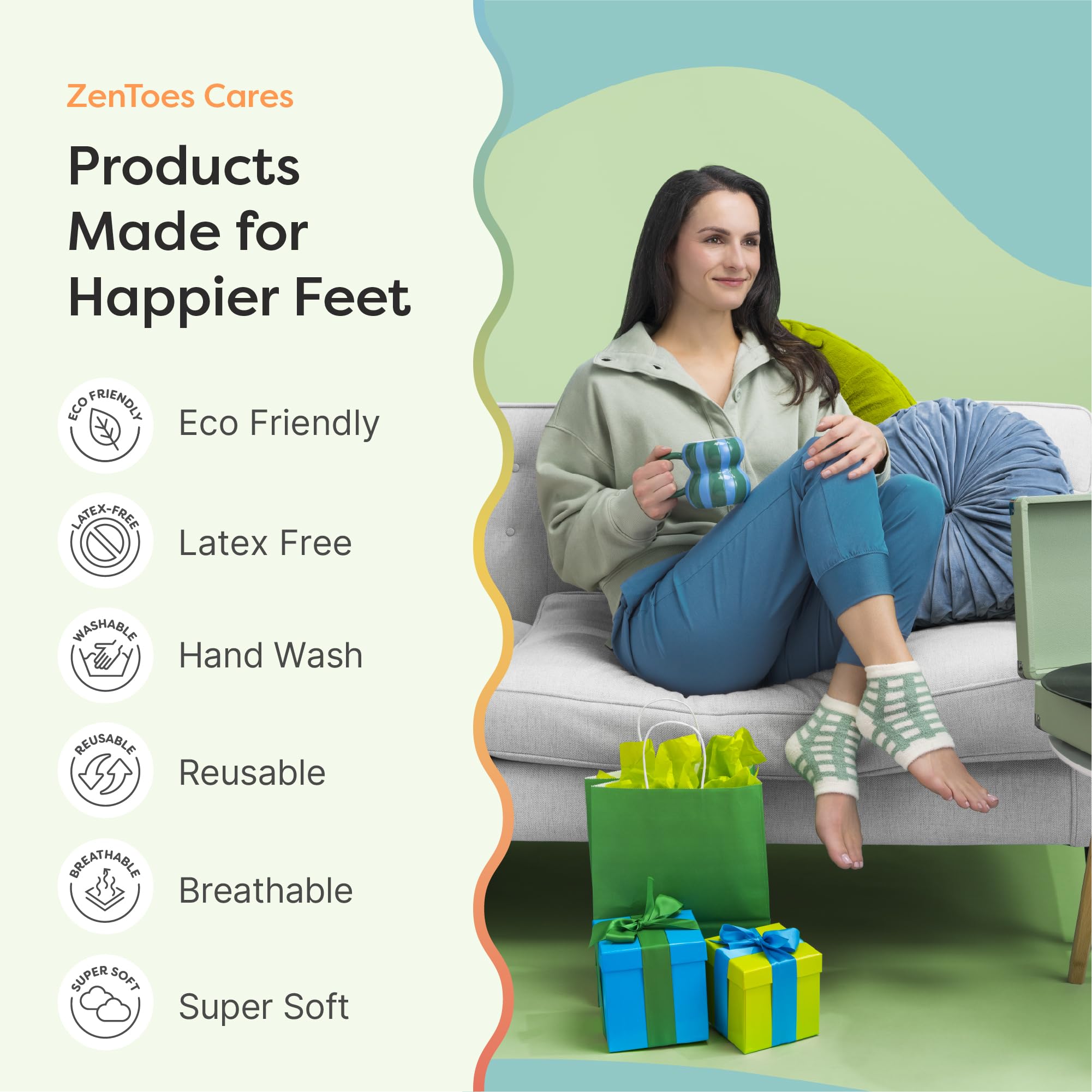 ZenToes wide-width option image highlights extra room.