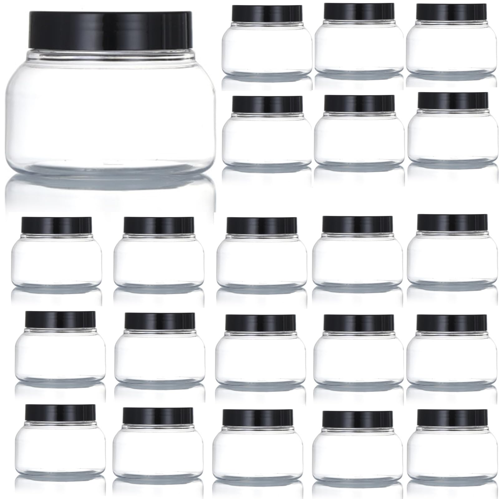 Zentriqlla 16-pack plastic jars ready for DIY sugar scrubs and lotions.