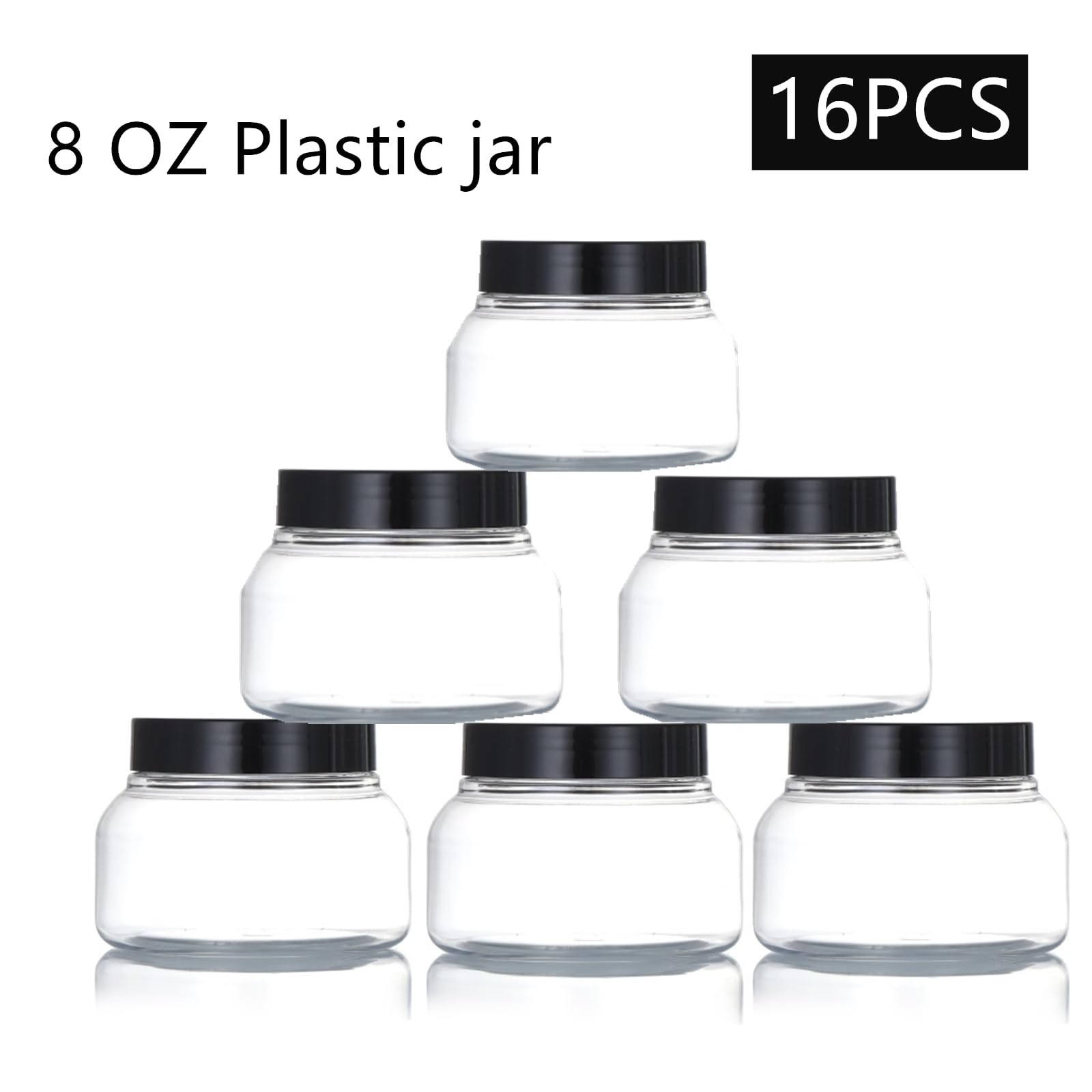 Zentriqlla transparent sample jars displayed on shelf for cosmetics.