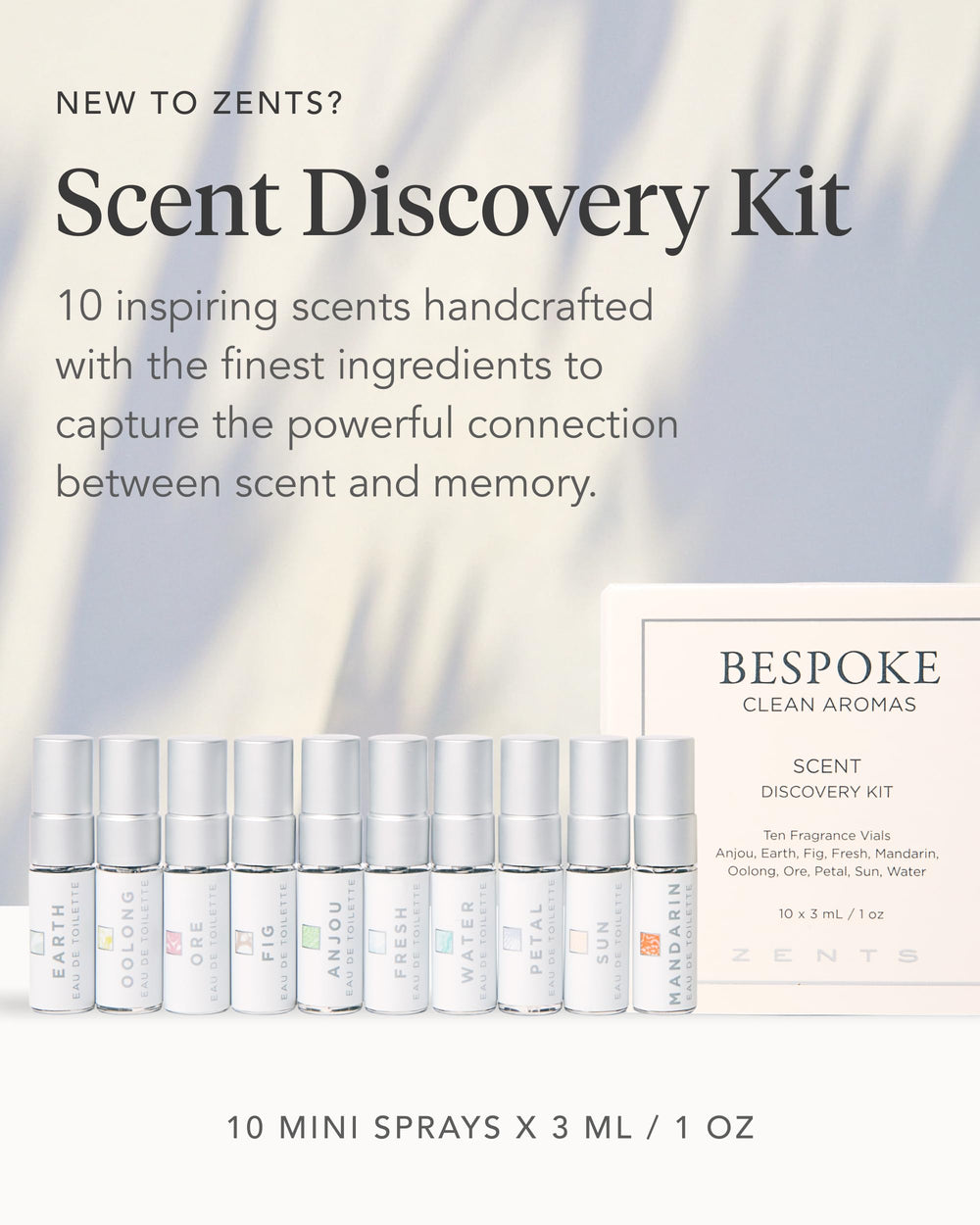 Zents scent-discovery ten-fragrances Anjou Earth Fig for versatile unisex layering.