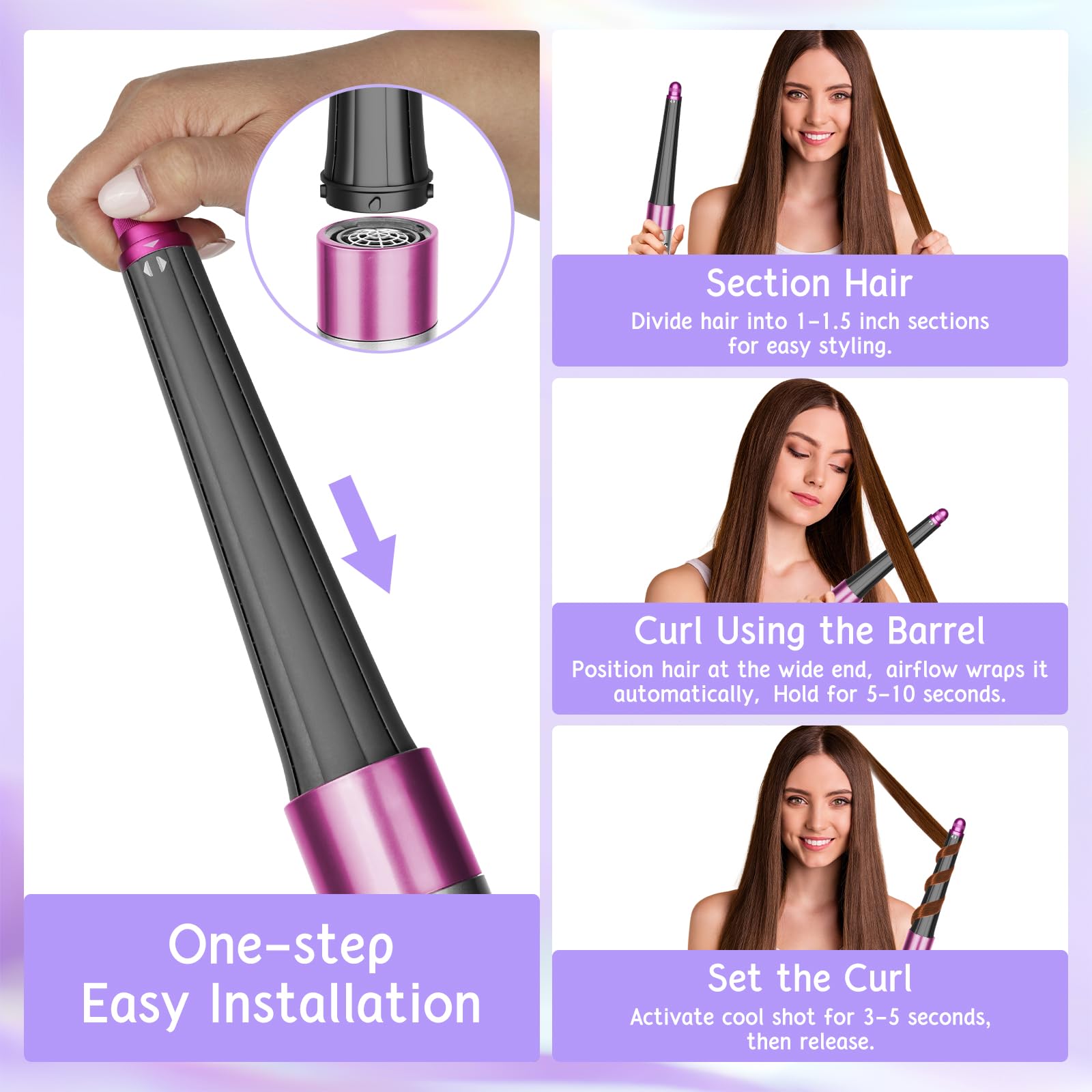 Zephblow long barrel styles longer hair quickly and efficiently.