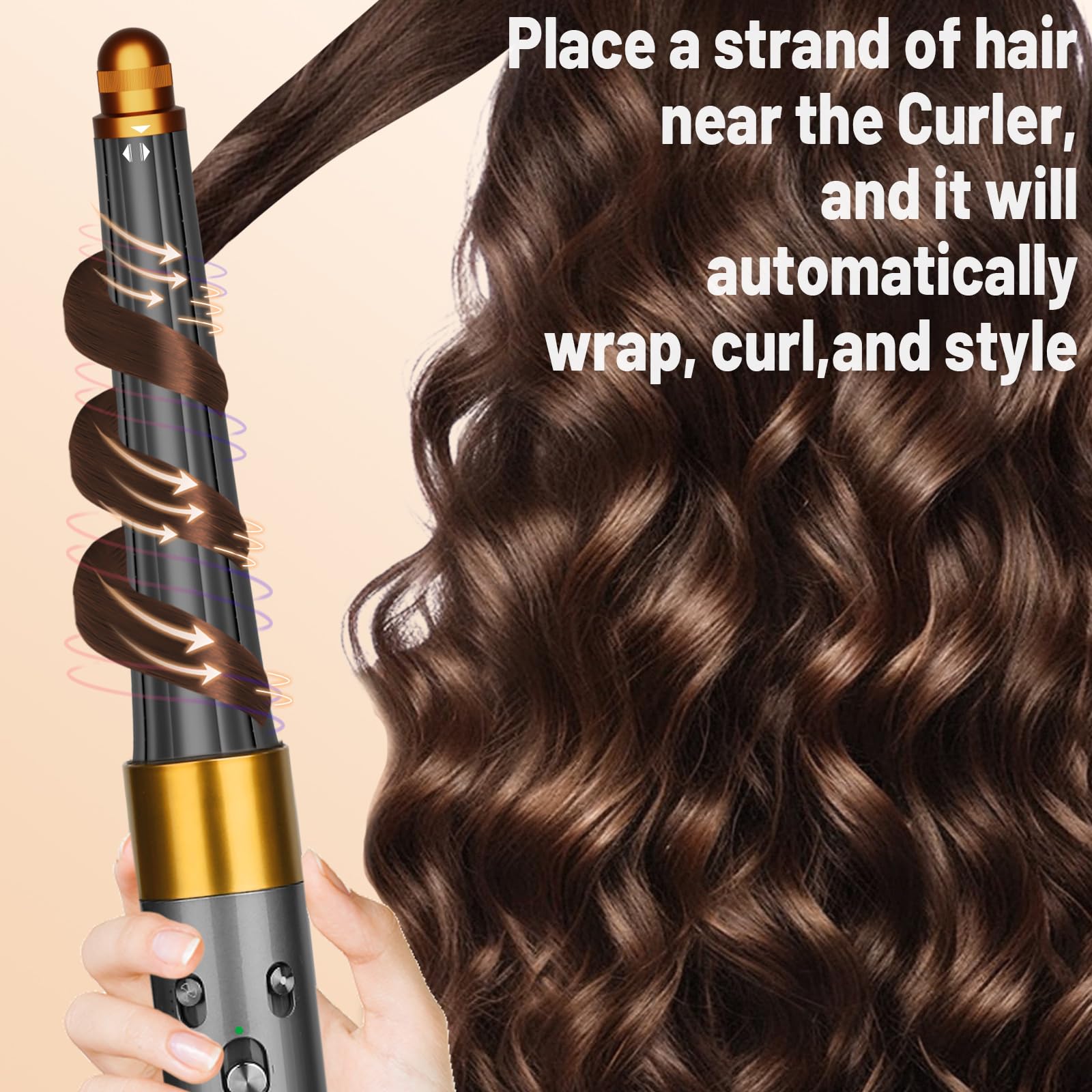 Zephblow long-hair curling barrel in use delivers quick, even curls