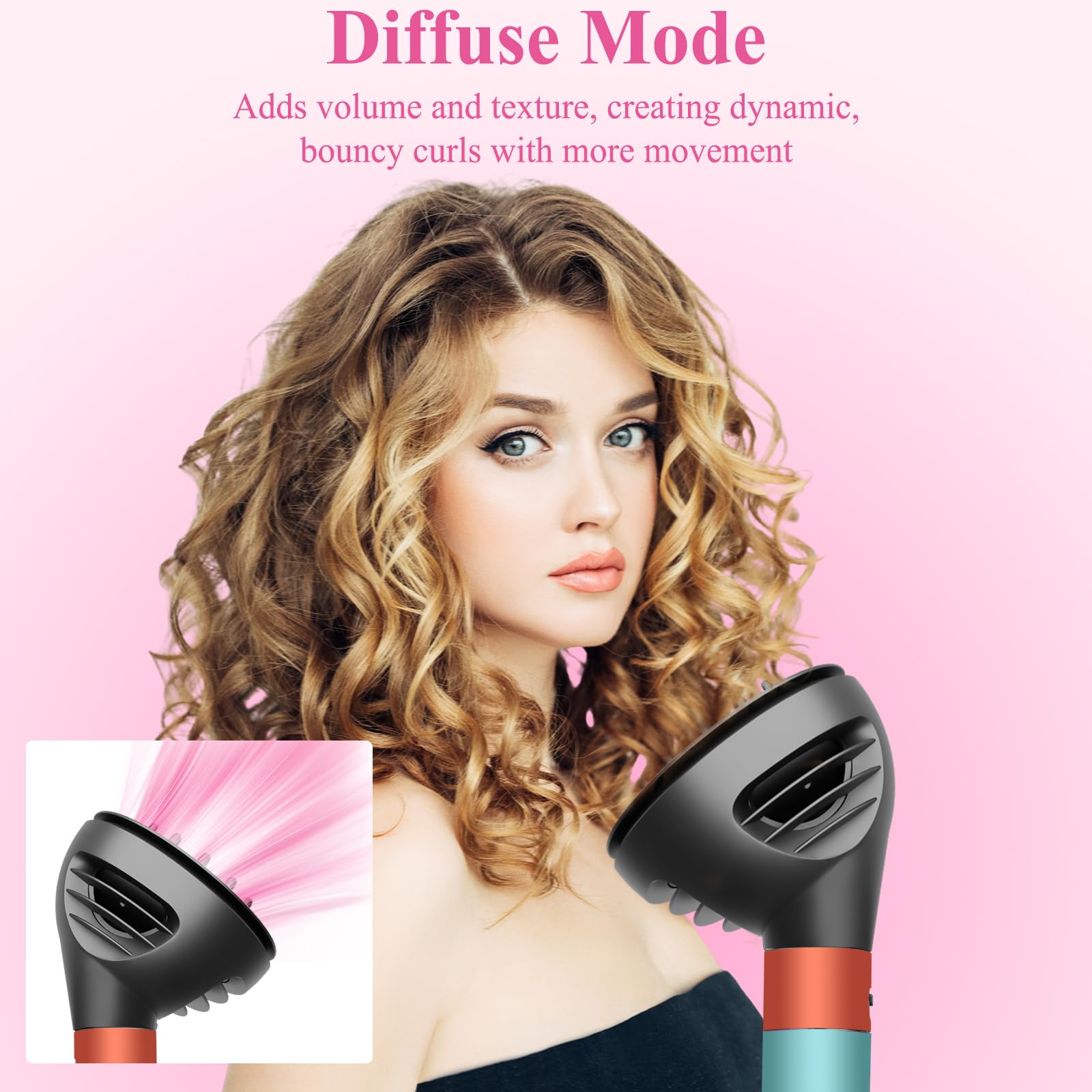 ZEPHBLOW diffuser shows compatibility with Dyson Airwrap HS01/05 for easy attachment.