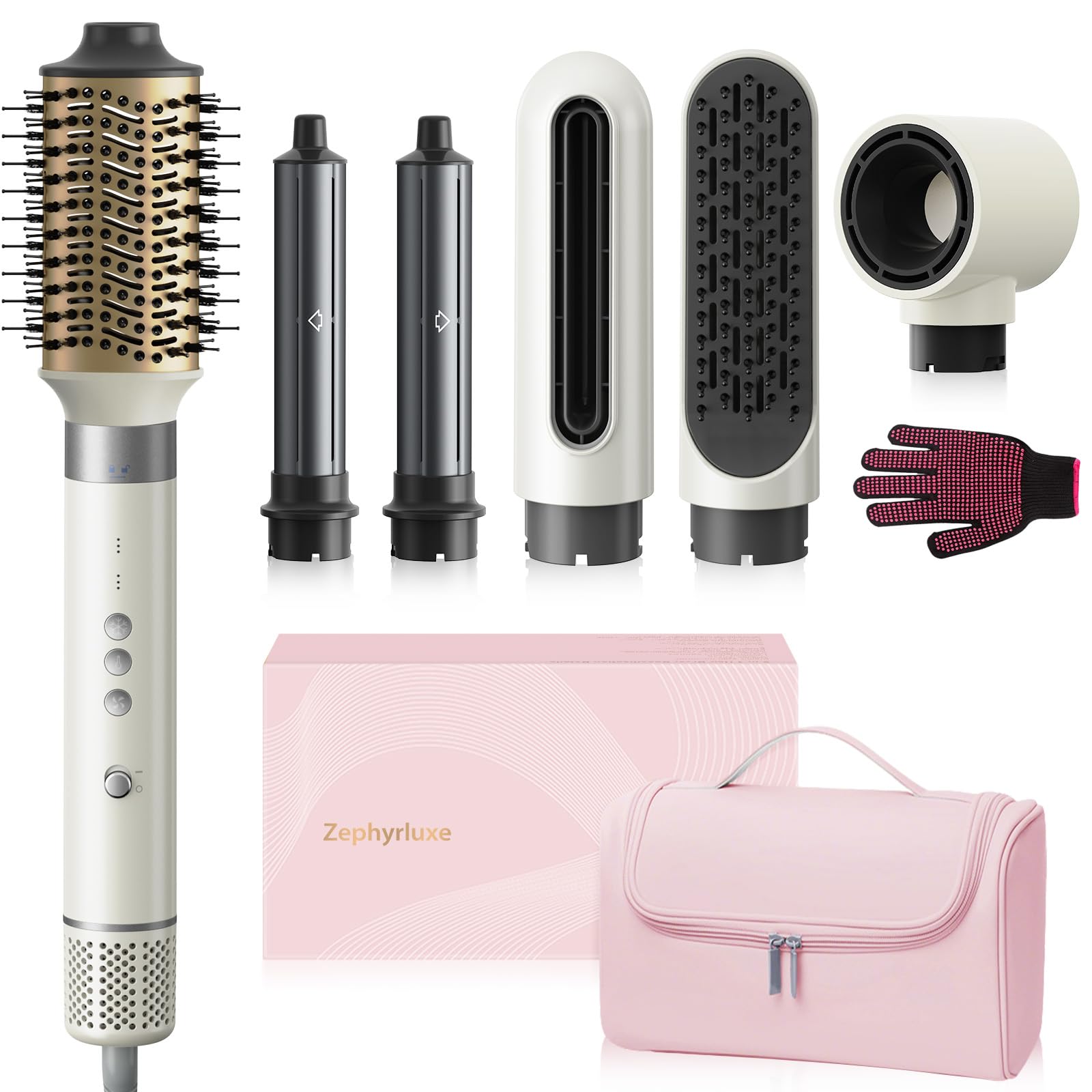 Zephyrluxe 6-in-1 air wrap front view for quick styling at home.