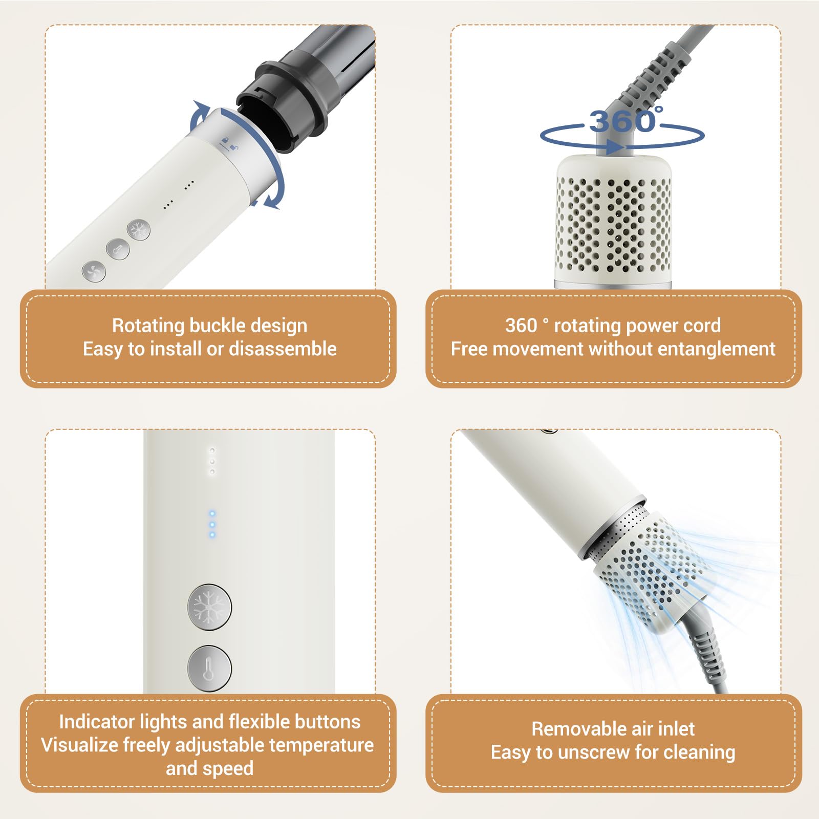 Zephyrluxe air wrap adjustable temperatures protect hair while styling.