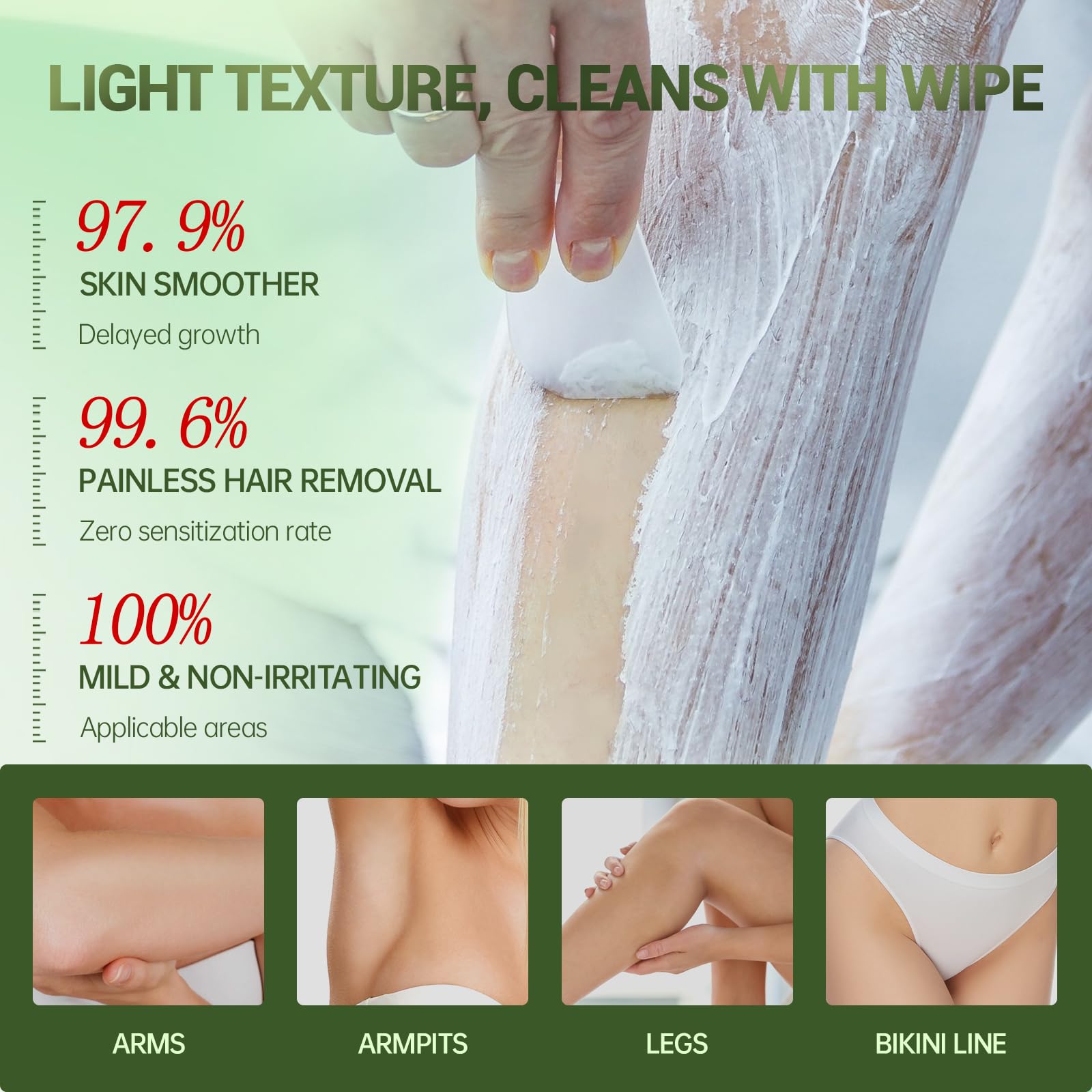 Zeponyx Hair Removal Cream legs application shows efficient leg hair removal for smooth skin.