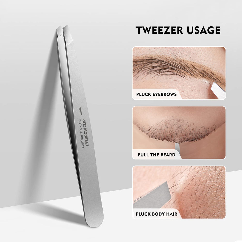 ZERNBER stainless steel precision eyebrow tweezers tip protection device maintains alignment