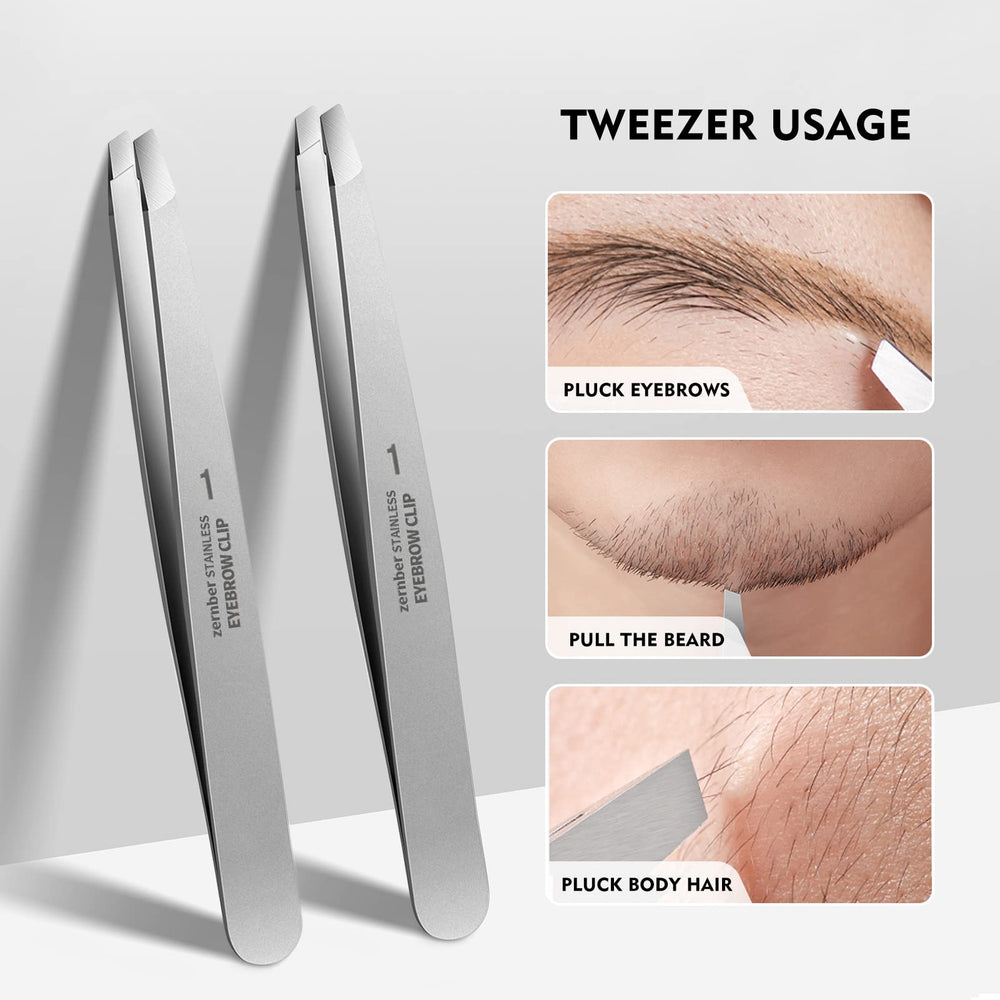 ZERNBER tweezers set etched tips provide slip-resistant grip.