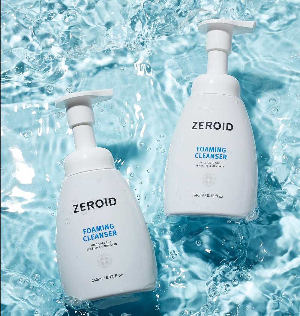 ZEROID Foaming Cleanser hyaluronic acid illustration emphasizes moisture and hydration