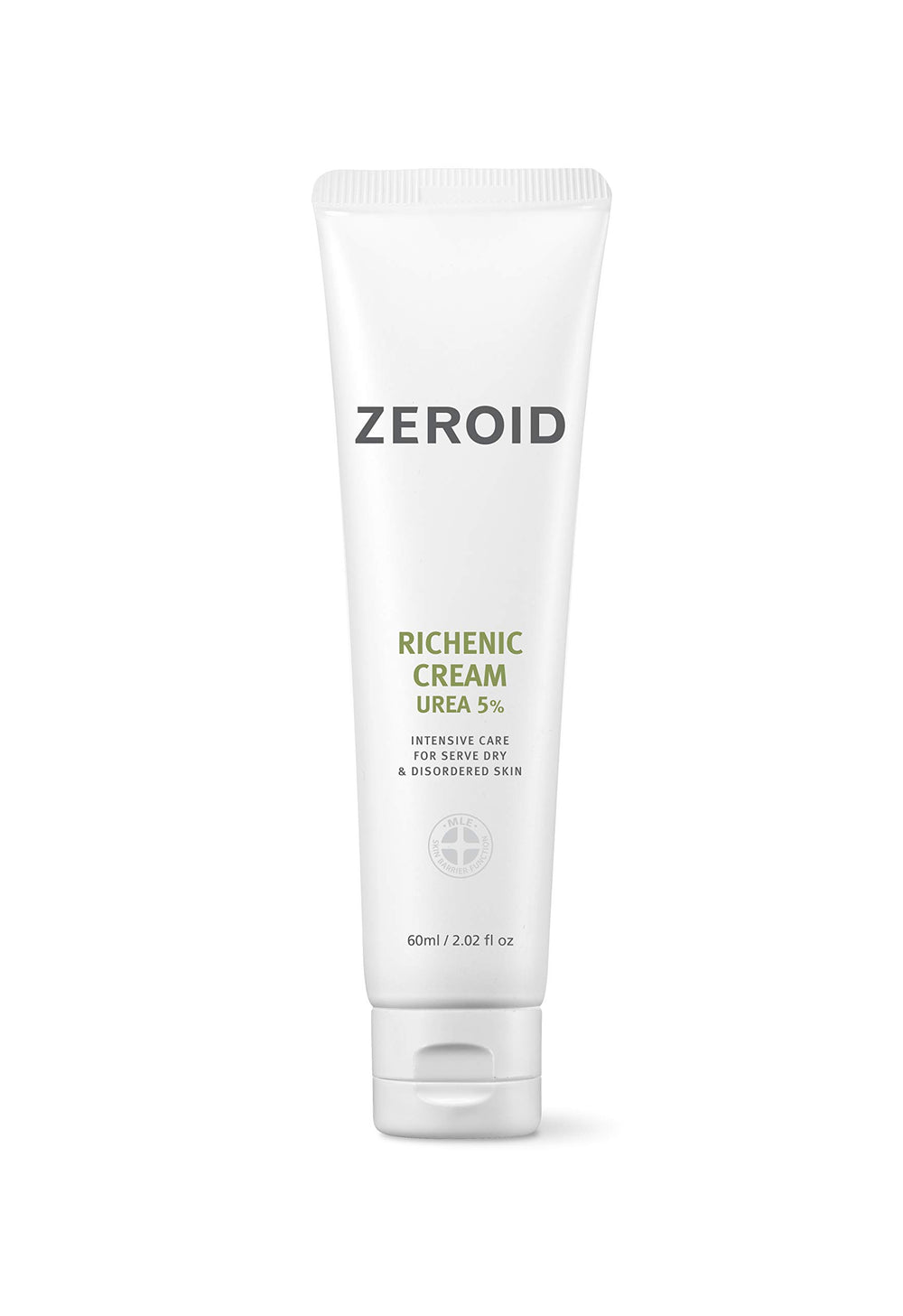 ZeroID Richenic Cream 5% Urea jar close-up shows smoothing for dry skin
