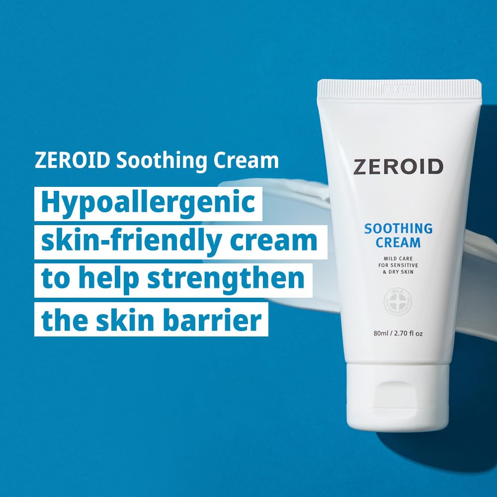 ZEROID soothing cream dispensing moment highlights rapid absorption.