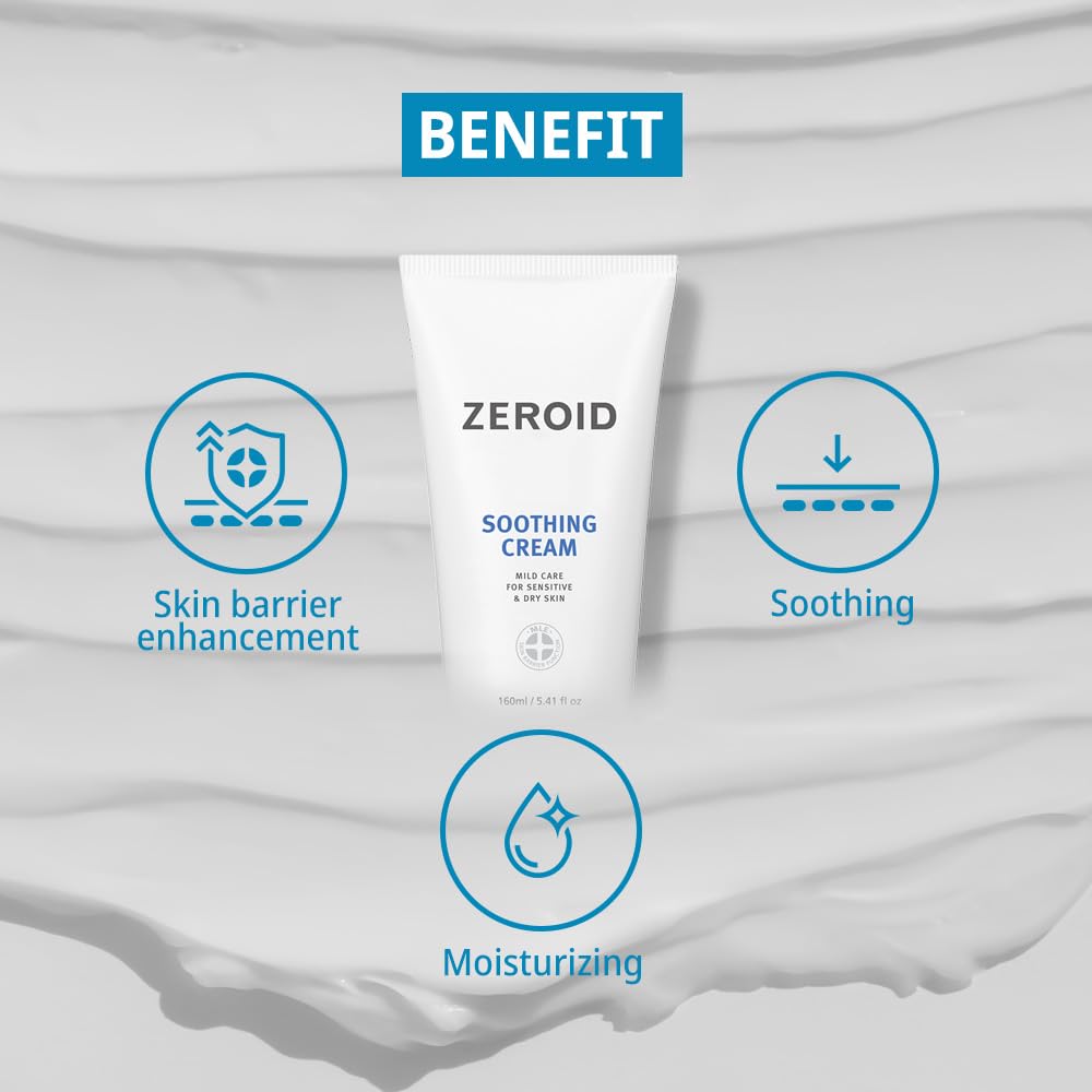 ZEROID soothing cream on clean skin demonstrating hydration without heaviness.