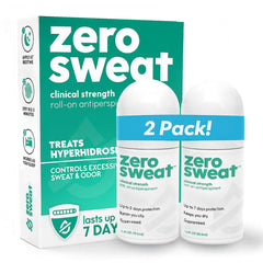 ZeroSweat antiperspirant bottle demonstrates long-lasting dry underarms and confidence.