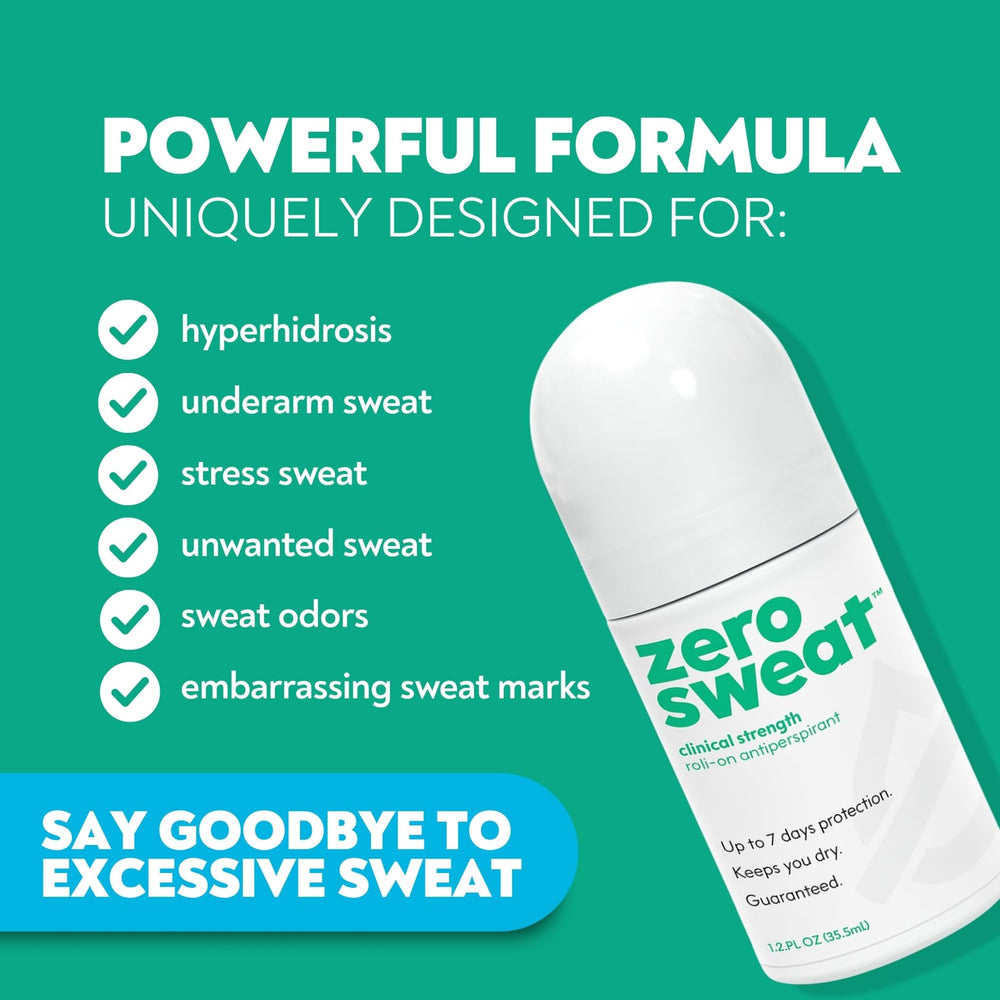 ZeroSweat application closeup shows quick, targeted formula for underarm freshness.