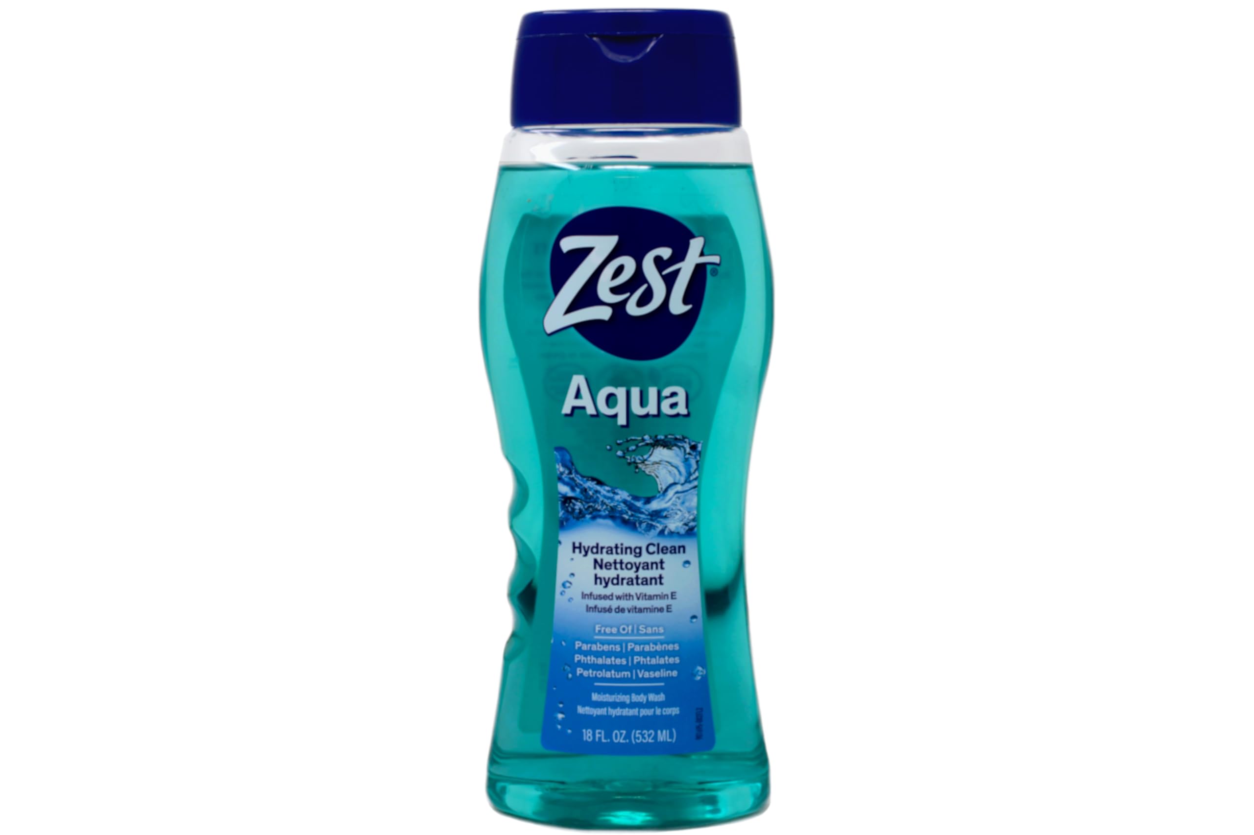 Zest Aqua body wash bottle pour for quick, easy lather