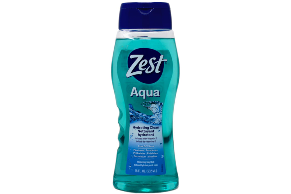 Zest Aqua body wash bottle pour for quick, easy lather