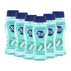 Zest Aqua 18oz body wash bottle delivering a hydrating cleanse for all skin types