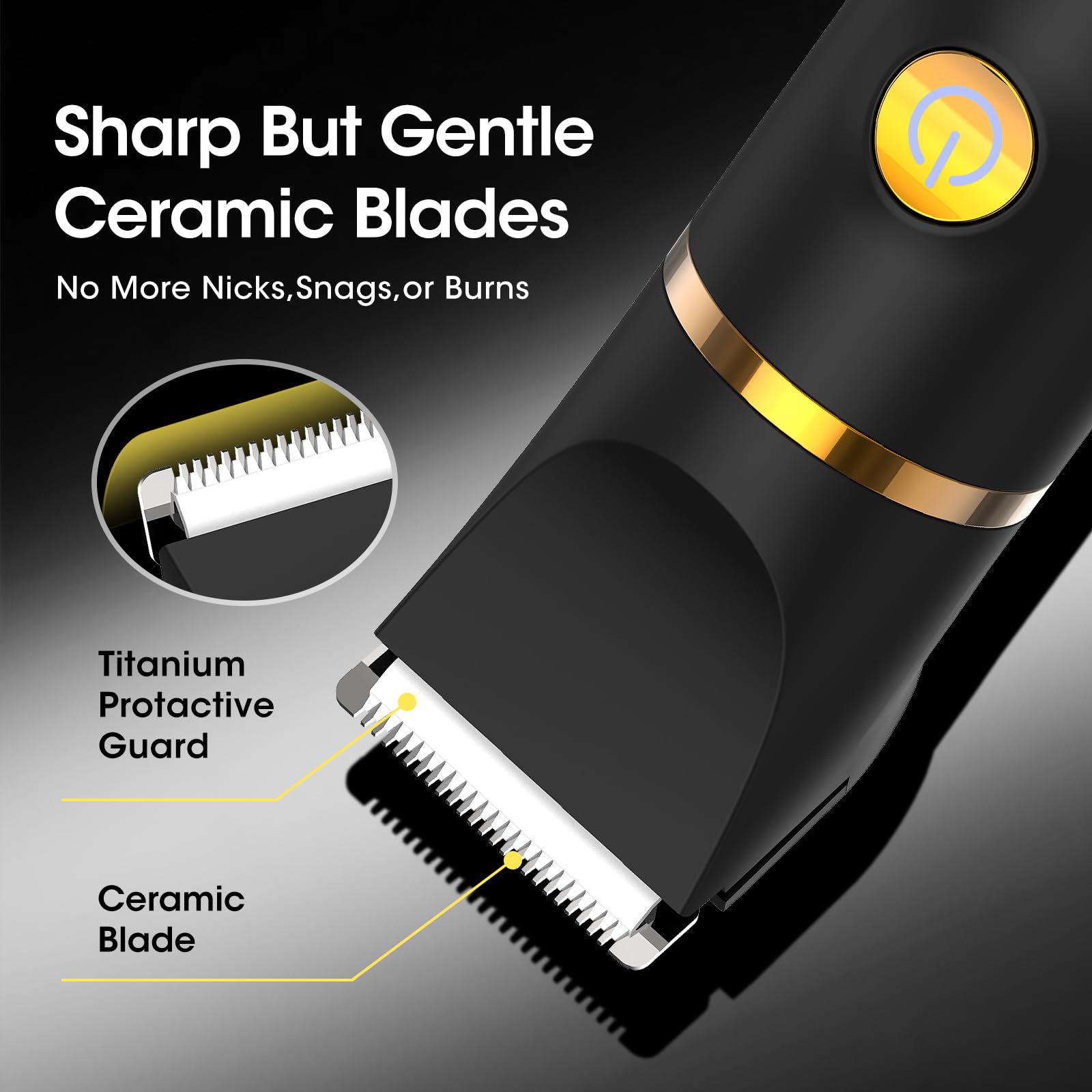 Zesuti ceramic blades close-up emphasizes skin-friendly, smooth shaving